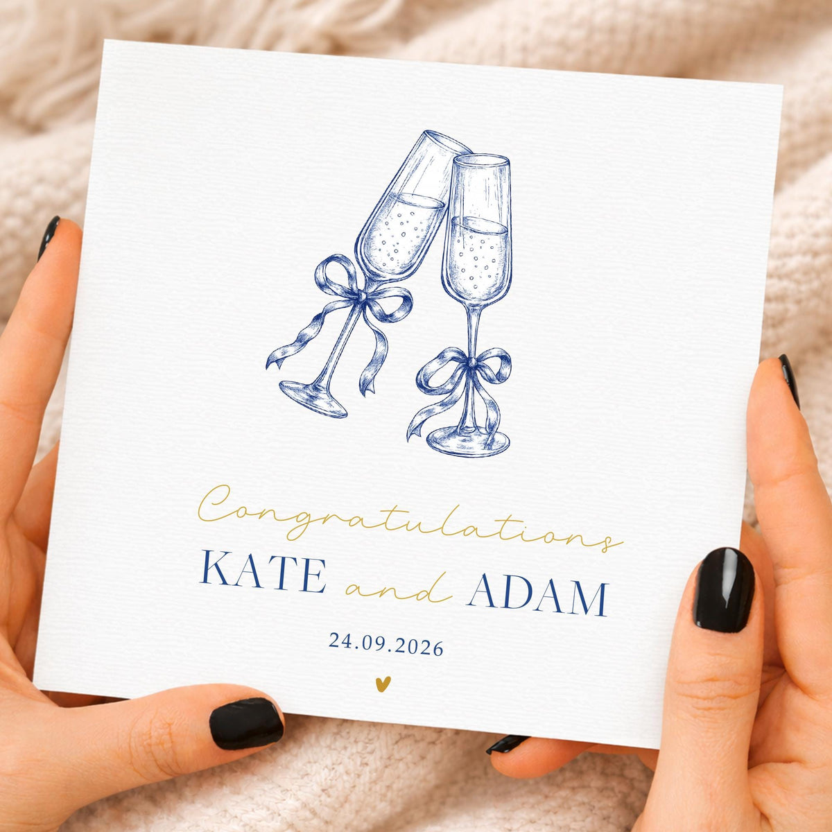 Personalised Wedding card | Vintage | champagne glasses | Newly Married | Anniversary, Congratulations Engagement Card | luxury Wedding Gift