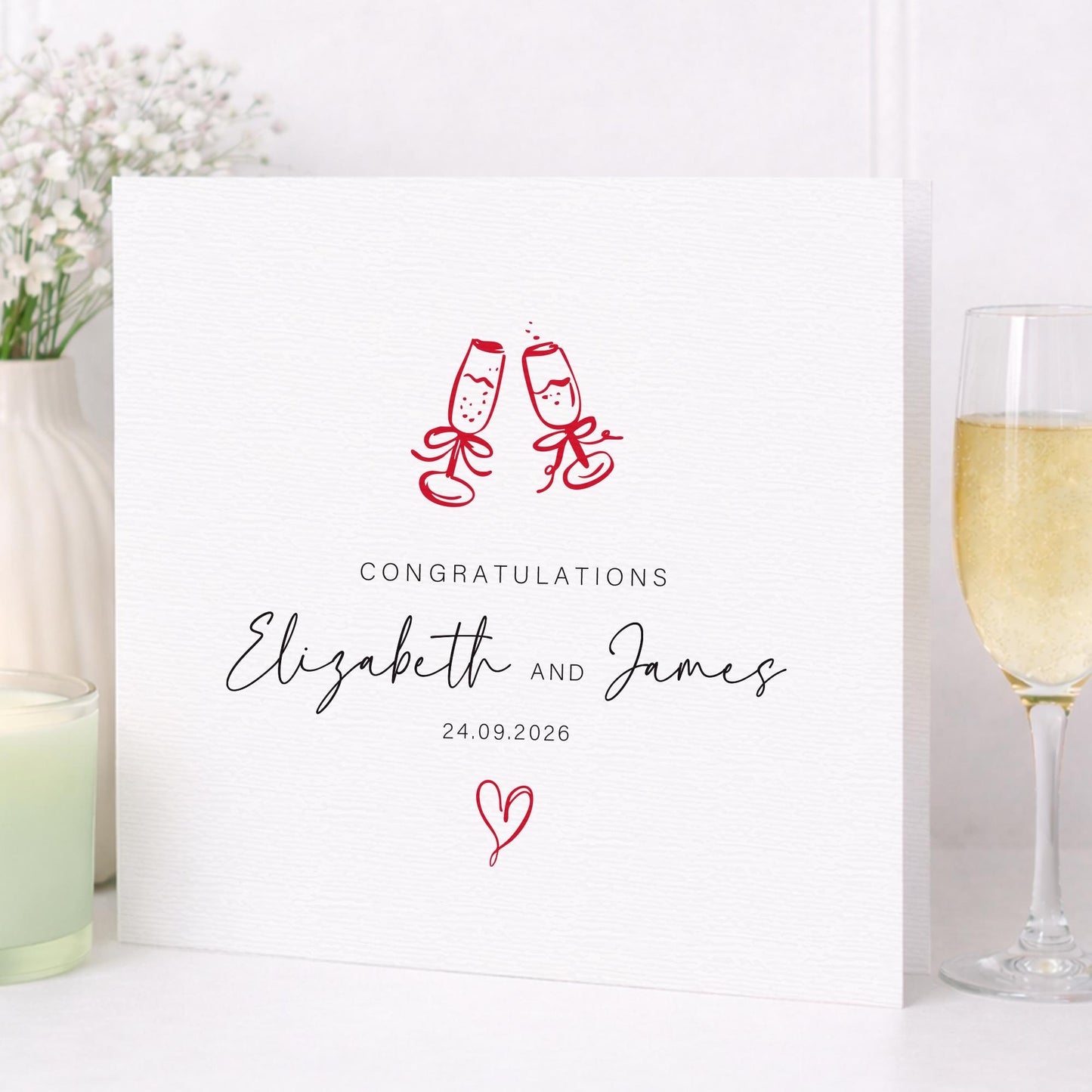 Personalised Wedding Floral Card | Newly Married Couple Greeting | Anniversary | Congratulations Engagement Card | luxury Wedding Gift Card