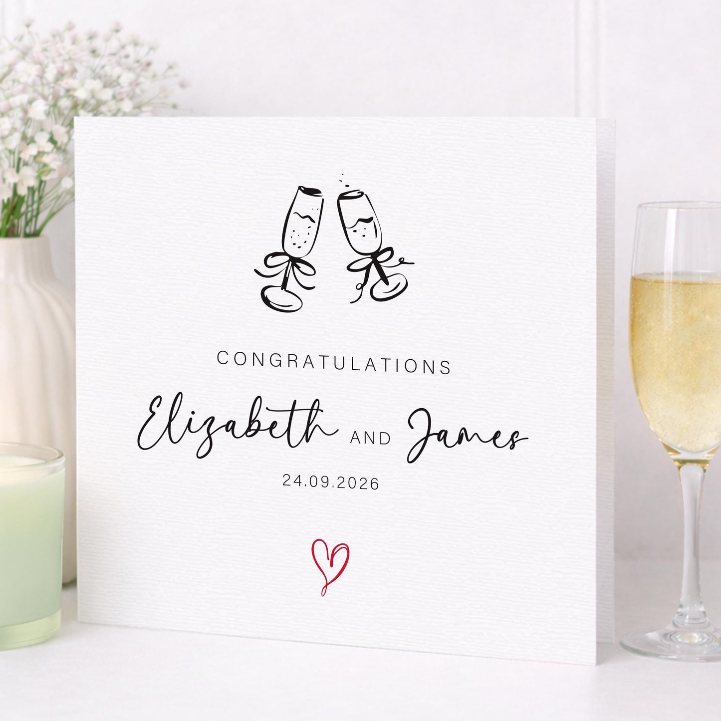 Personalised Wedding Floral Card | Newly Married Couple Greeting | Anniversary | Congratulations Engagement Card | luxury Wedding Gift Card