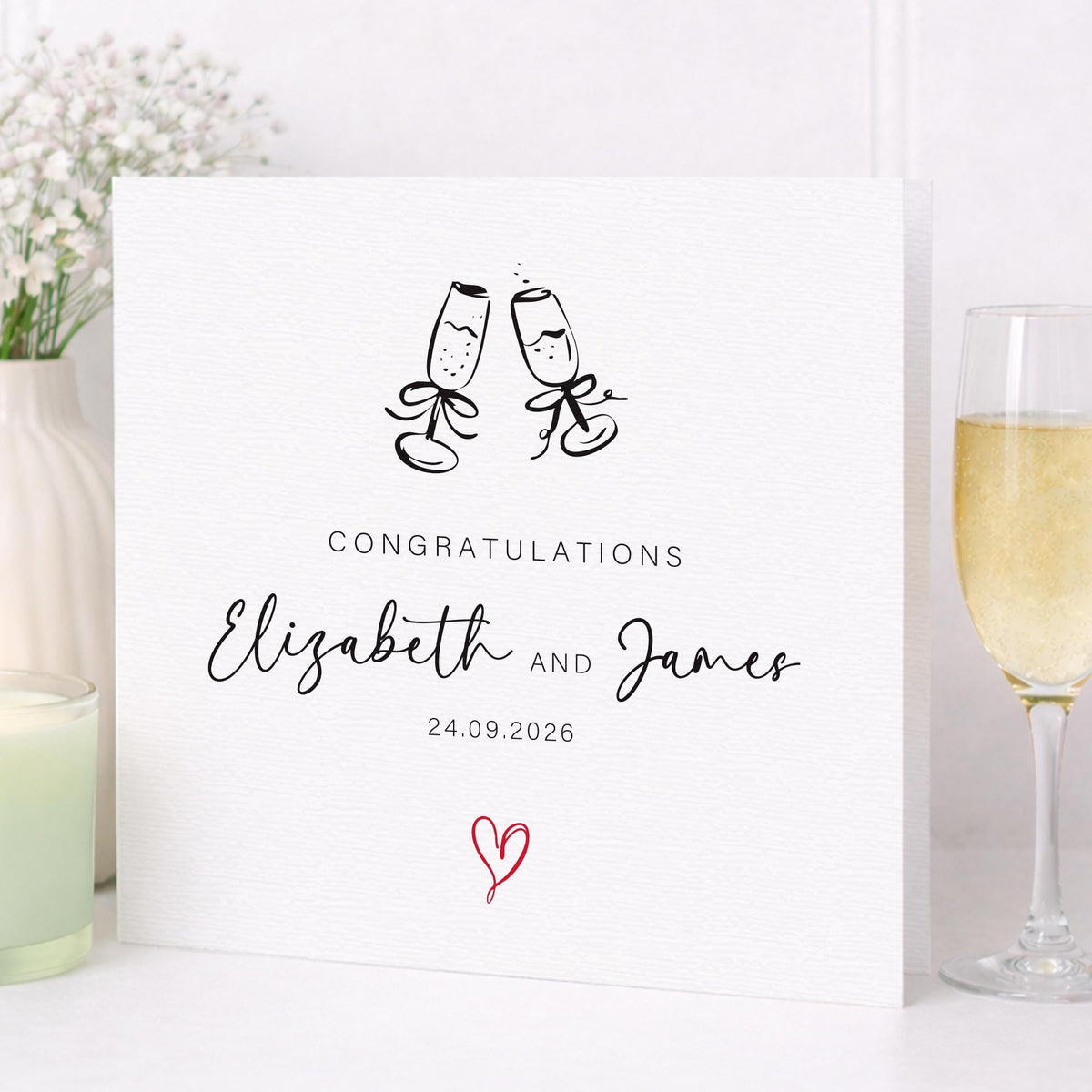 Personalised Wedding Floral Card | Newly Married Couple Greeting | Anniversary | Congratulations Engagement Card | luxury Wedding Gift Card