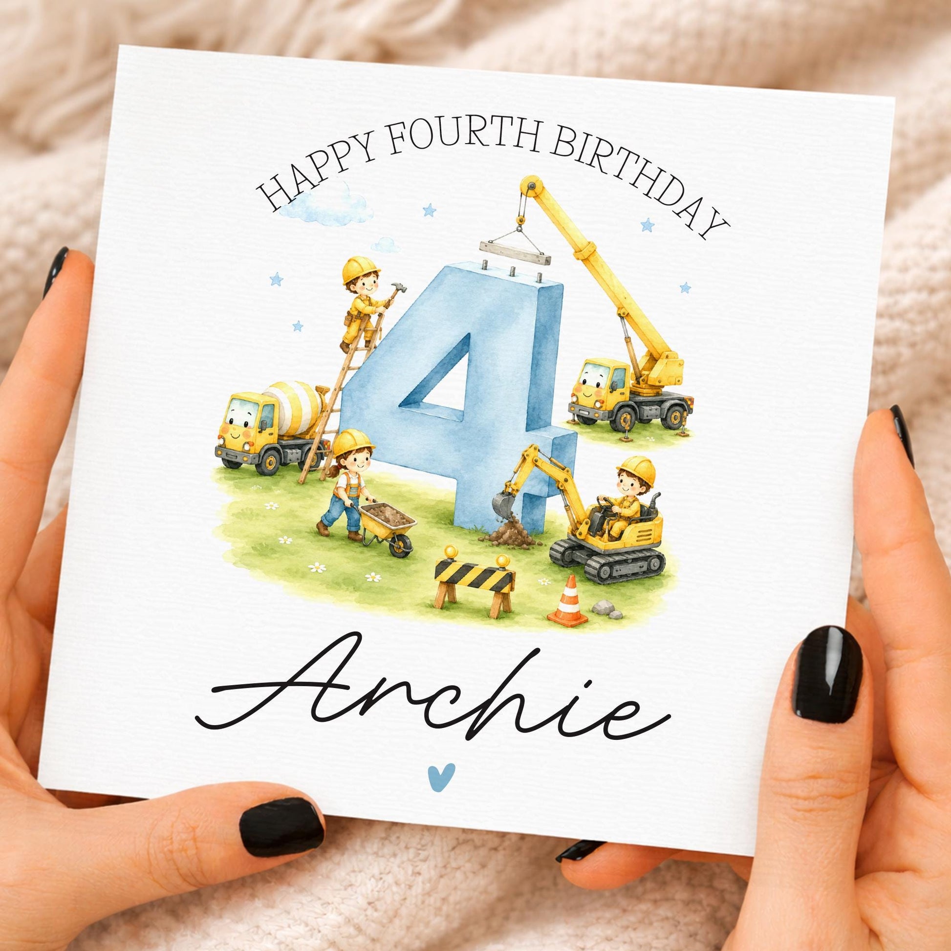 Builder 1st Birthday Card For Boy, Son 1st Birthday Card, Special First Birthday Gift For Grandson, Construction worker, Nephew 1st Birthday