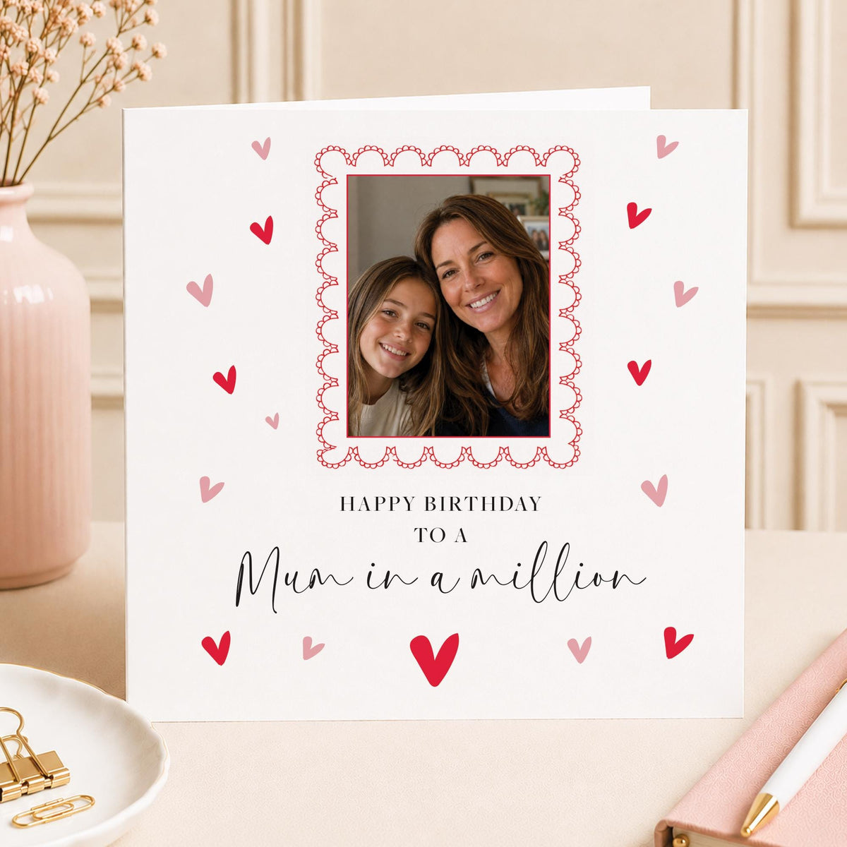 Mum Birthday Card, Photo Birthday Card For Mum, happy birthday to a Mum in a million, Mum Birthday Card, Mum Gift