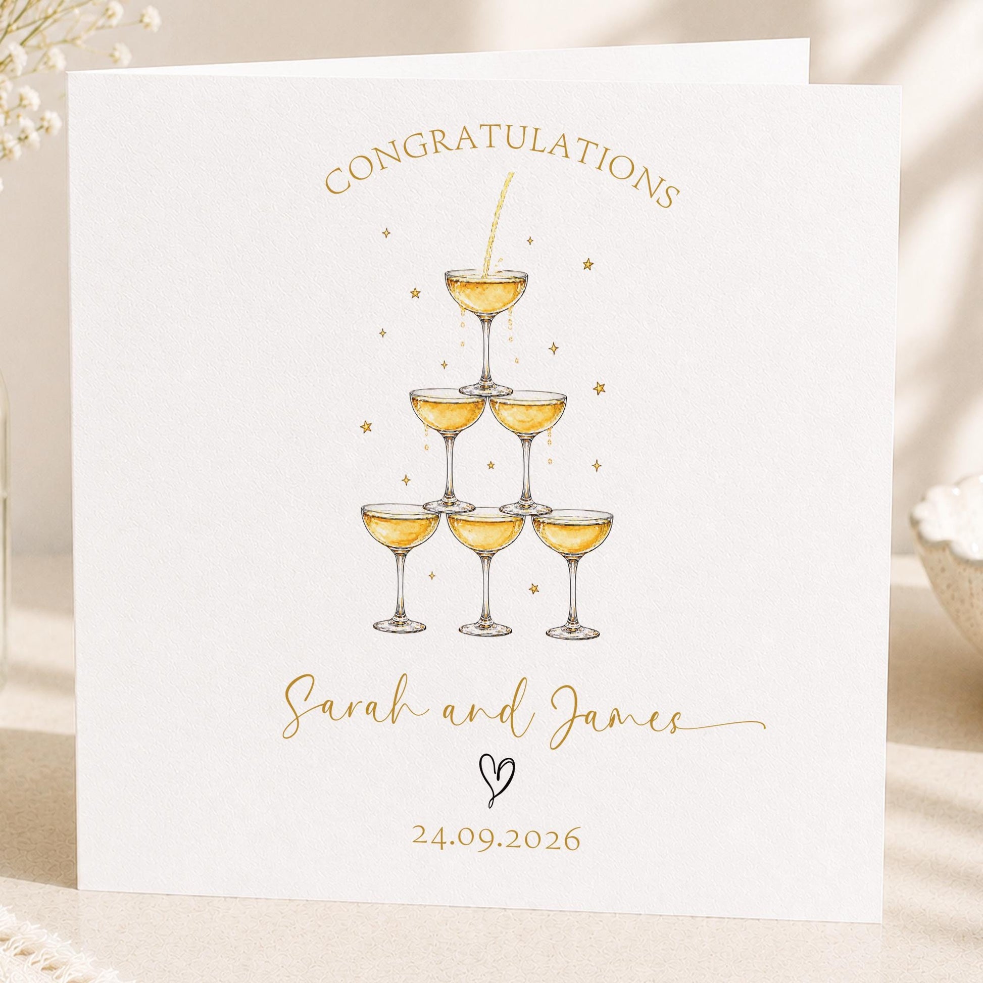 Personalised Wedding Floral Card | Newly Married Couple Greeting | Anniversary | Congratulations Engagement Card | luxury Wedding Gift Card