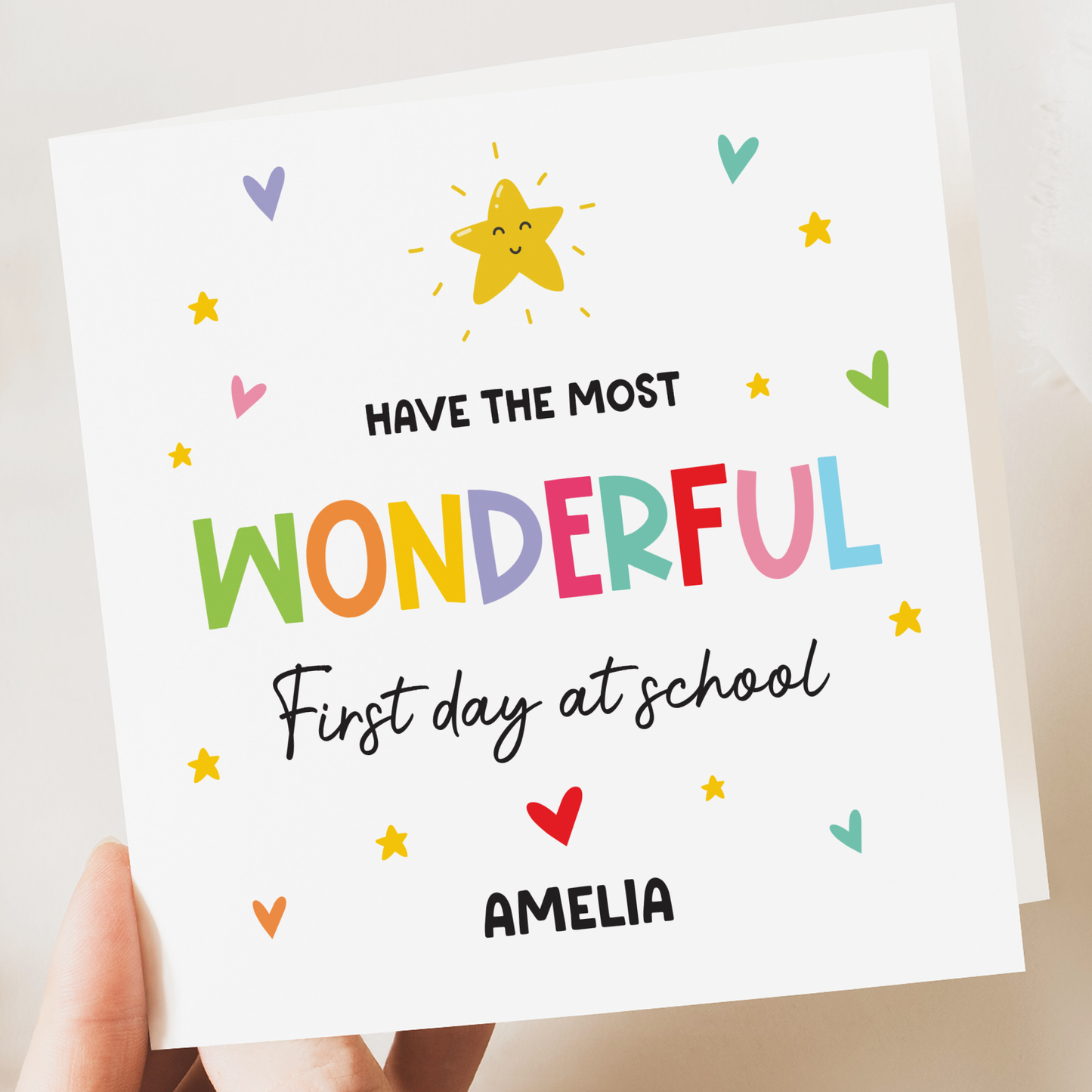 Colourful Back to School, First Day personalised card (Copy)